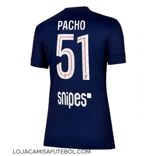 Camisa de Futebol Paris Saint-Germain Willian Pacho #51 Equipamento Principal Mulheres 2025-26 Manga Curta